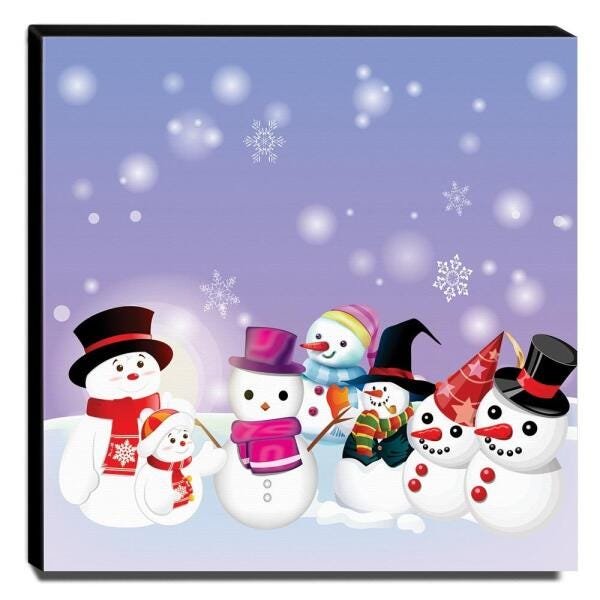 Quadro Infantil Bonecos de Neve Canvas 30x30cm-INF184 - 1