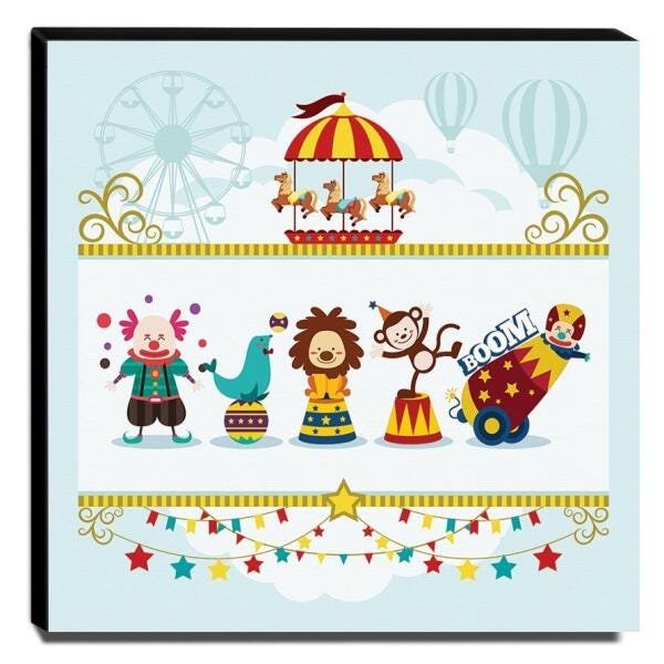 Quadro Infantil Circo Canvas 30x30cm-INF342 - 1