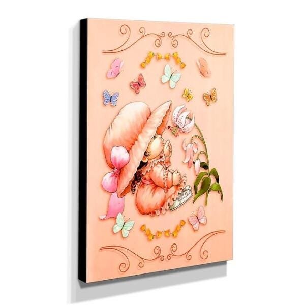 Quadro Infantil Vintage Menina e Borboletas Canvas 40x30cm-INF495 - 2