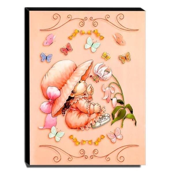 Quadro Infantil Vintage Menina e Borboletas Canvas 40x30cm-INF495 - 1