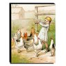 Quadro Infantil Vintage Menina e Galinhas Canvas 40x30cm-INF472 - 1