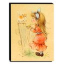 Ver imagem 1 de Quadro Infantil Vintage Menina e Gatinho Canvas 40x30cm-INF453