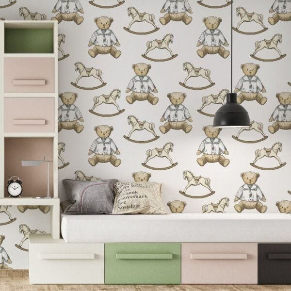 Papel de Parede urso balanço infantil - 1