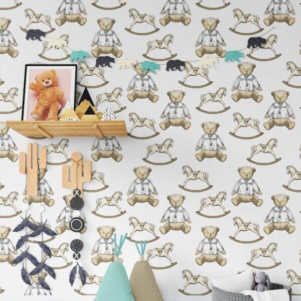 Papel de Parede urso balanço infantil - 2