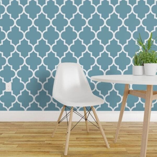 Papel de Parede treliça azul marroquina - 1