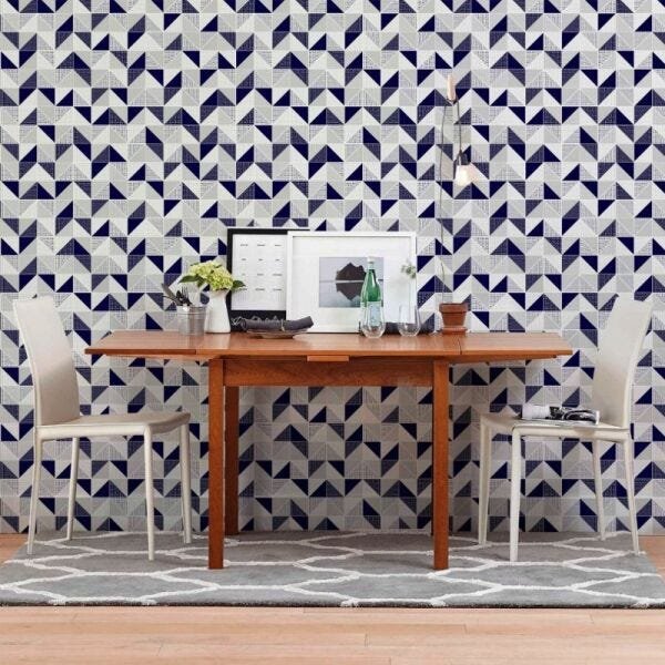 Papel de Parede estilo azulejo tons de azul - 3