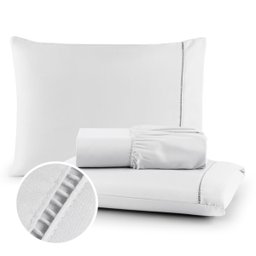 Jogo de Cama Lençol Queen 6 Peças 400 Fios Ponto Palito Hotel - 3