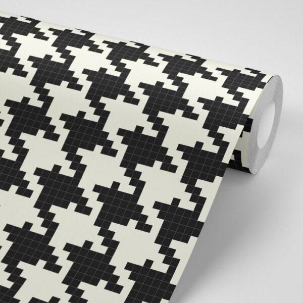 Papel de parede ilustração geométrica pixels p&b - 2