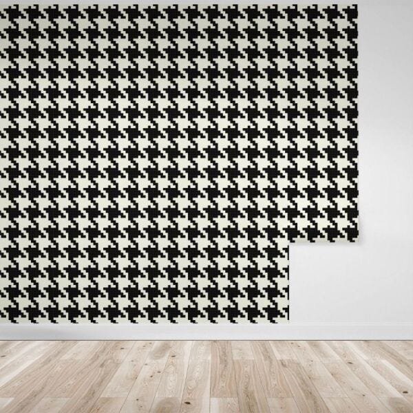 Papel de parede ilustração geométrica pixels p&b - 1