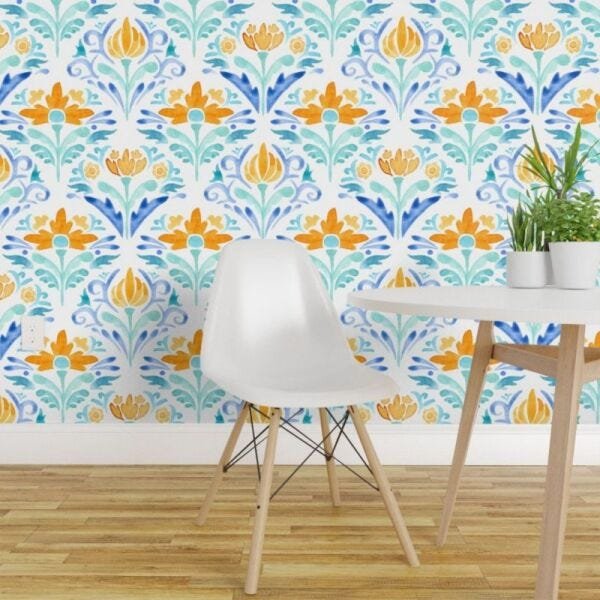 Papel de Parede jardim com flores coloridas - 1
