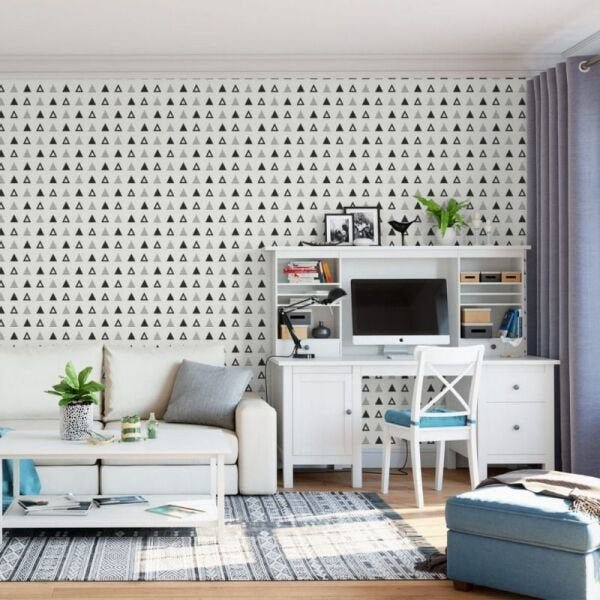 Papel de parede triângulos preto e branco - 1