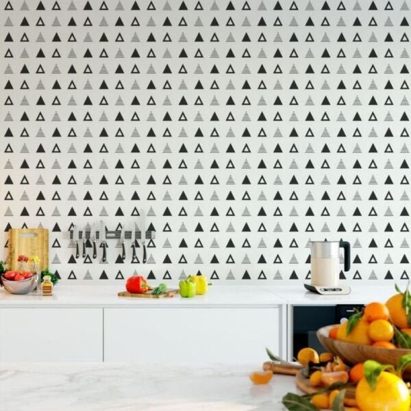 Papel de parede triângulos preto e branco - 3
