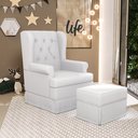 Ver imagem 2 de Poltrona De Amamentação Com Balanço e Puff P02 Capitonê Facto Branco - Lyam Decor