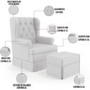 Ver imagem 4 de Poltrona De Amamentação Com Balanço e Puff P02 Capitonê Facto Branco - Lyam Decor