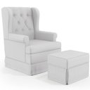 Ver imagem 1 de Poltrona De Amamentação Com Balanço e Puff P02 Capitonê Facto Branco - Lyam Decor