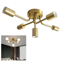 Lustre Sputnik 5 Lampadas E27 Luminaria Aranha Assimetrico Decoraçao Quarto Sala Recepçao Iluminaçao - 17