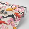 Papel de parede peixes japonês árvore sakura - 2