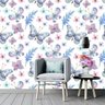 Papel de Parede borboletas em aquarela azul e lilás - 1