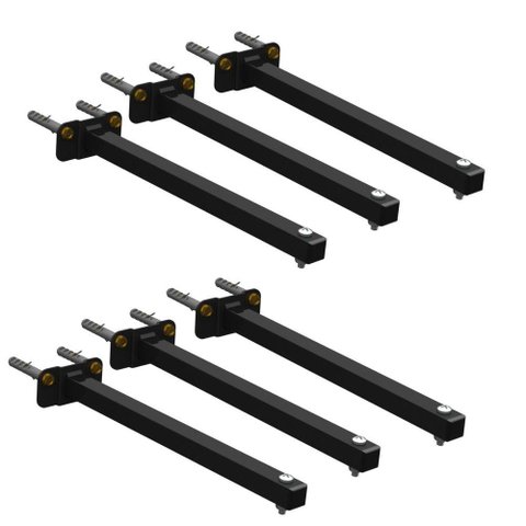 06 Suportes Refletor Base Reta Braço 80 Cm 6 Cjts - Preto