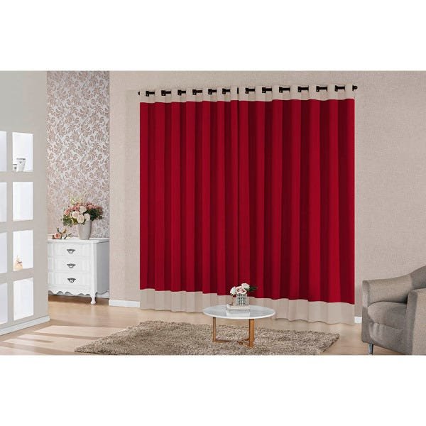 Cortina para Sala 4,00m x 2,50m Londres com Tecido Oxford SupriLares Vermelho - 2