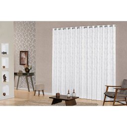 Cortina para Sala 4,00m x 2,50m Decoração com Tecido Jacquard SupriLares Branco - 2