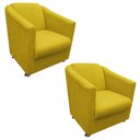 Ver imagem 1 de Kit 2 Poltronas Tilla Decorativa Escritório Suede Amarelo
