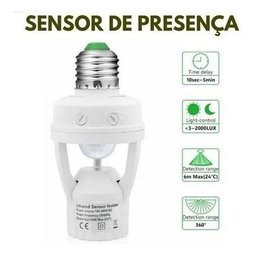 Kit com 2 Sensores de Presença C/ Fotocélula para Lâmpada Soquete E27 - 2