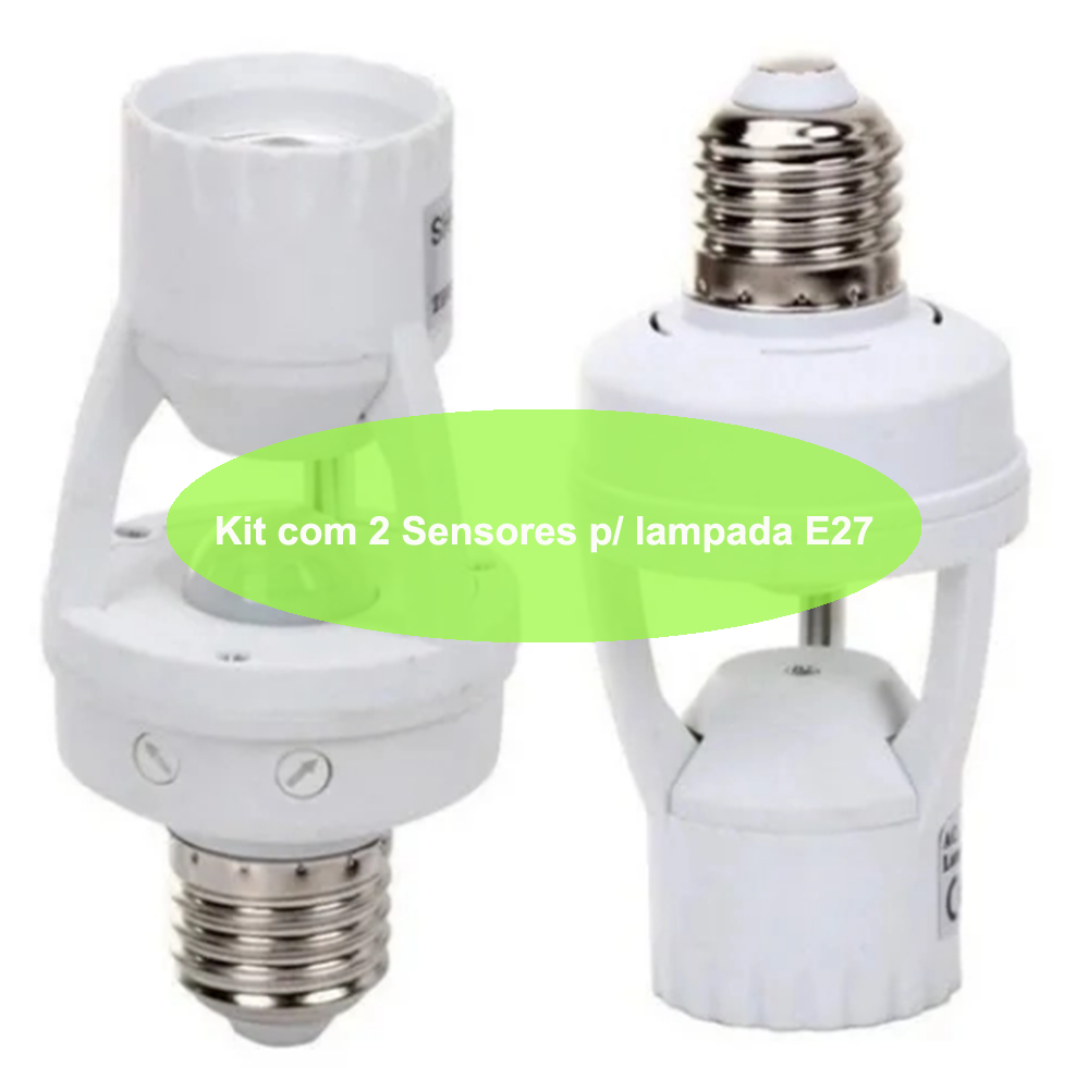 Kit com 2 Sensores de Presença C/ Fotocélula para Lâmpada Soquete E27 - 5