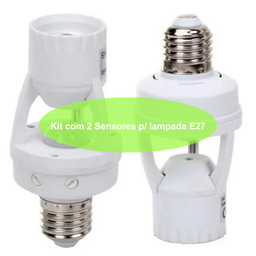 Kit com 2 Sensores de Presença C/ Fotocélula para Lâmpada Soquete E27 - 5