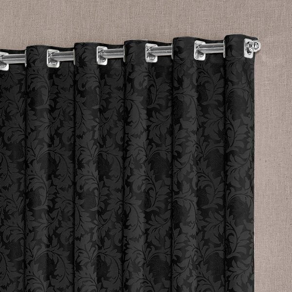 Cortina para Quarto 3,00m x 2,50m Decorativa Tecido Jacquard SupriLares Preto - 3