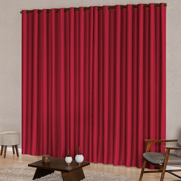 Cortina para Janela 2,00m x 1,70m Tecido Oxford para Decoração SupriLares Vermelho - 1