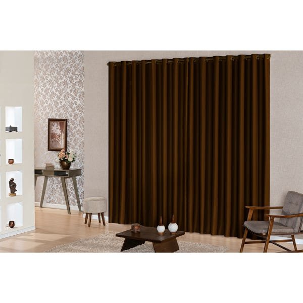 Cortina Oxford para Sala 4,00m x 2,50m para Decoração com Ilhós SupriLares Tabaco - 2