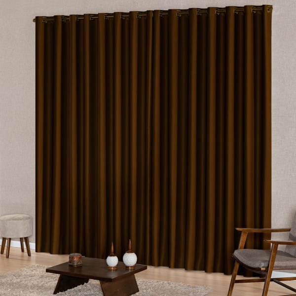 Cortina Oxford para Sala 4,00m x 2,50m para Decoração com Ilhós SupriLares Tabaco - 1