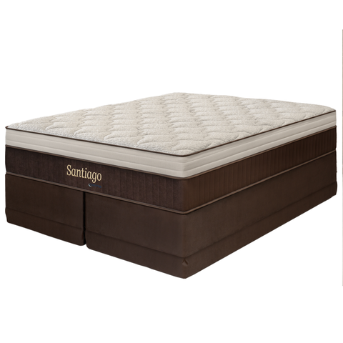 Cama Box com Saia + Colchão King Size Santiago Molas Ensacadas Pillow Paparazzi 193x203x70cm