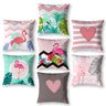 Kit 7 Capas de Almofada Quarto Sala Flamingos 40cm Sofá Cama - 1