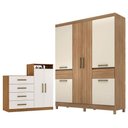 Ver imagem 1 de Cômoda Áurea e Guarda Roupa Casal Mauá Amêndola Off White - Demóbile