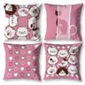 Kit 4 Capas de Almofada 40cm x 40cm Estampada Gatinhos Zíper Invisível - 1