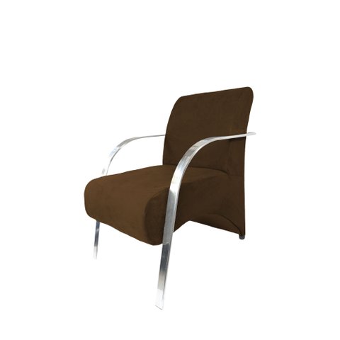 Poltrona Decorativa com Braços de Alumínio - Marrom