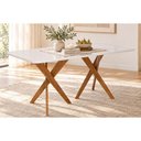 Ver imagem 1 de Mesa Cozinha Cacau Madeira c/Vidro 210cm Madeira/Off Cimol