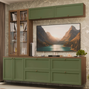 Ver imagem 1 de Estante Sala de Estar com Rack + Cristaleira 230cm Rustic/Verde/Rustic Vik Madesa 02