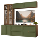 Ver imagem 3 de Estante Sala de Estar com Rack + Cristaleira 230cm Rustic/Verde/Rustic Vik Madesa 02