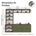 Ver imagem 4 de Estante Sala de Estar com Rack + Cristaleira 230cm Rustic/Verde/Rustic Vik Madesa 02