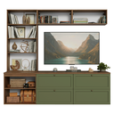 Ver imagem 7 de Estante Sala de Estar com Rack + Cristaleira 230cm Rustic/Verde/Rustic Vik Madesa 02