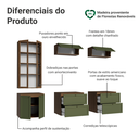 Ver imagem 5 de Estante Sala de Estar com Rack + Cristaleira 230cm Rustic/Verde/Rustic Vik Madesa 02