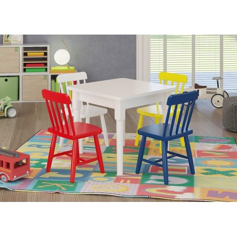 Conjunto Infantil Espanha Mesa com 4 Cadeiras - Colorido