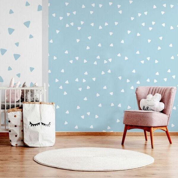 Papel de Parede triângulos branco e azul - 2