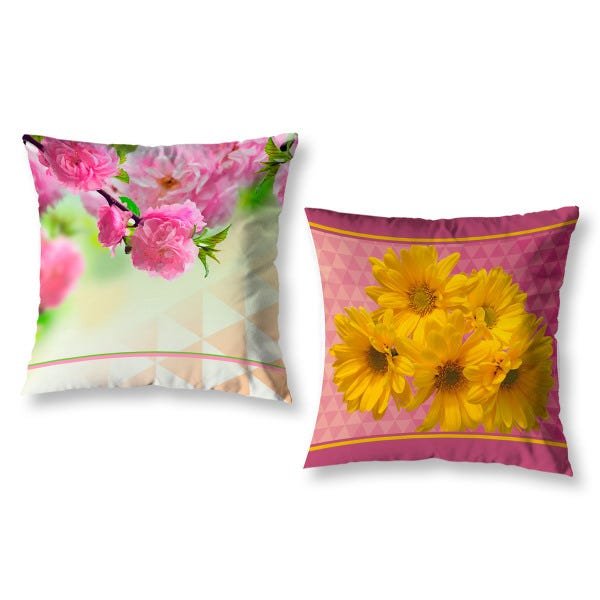 Kit 2 Almofadas Cheias Floral Flores 40cm Sala Quarto Zíper - 1