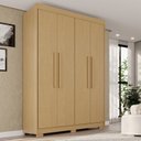 Ver imagem 1 de Guarda-Roupa com Pés 4 Portas 3 Gavetas 100% MDF Veneza Marrom/Jequitiba