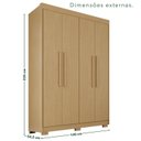 Ver imagem 3 de Guarda-Roupa com Pés 4 Portas 3 Gavetas 100% MDF Veneza Marrom/Jequitiba