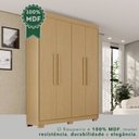 Ver imagem 7 de Guarda-Roupa com Pés 4 Portas 3 Gavetas 100% MDF Veneza Marrom/Jequitiba